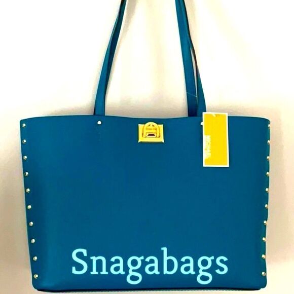 MICHAEL KORS NWT MANHATTAN LAGOON LARGE LEATHER TOTE BAG - Picture 4 of 12